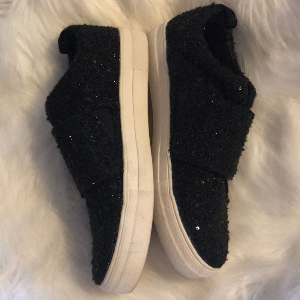 Dolce Vita DV black glitter platform slip on shoes